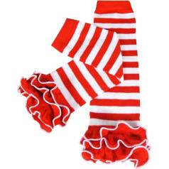 Wrapables Colourful baby leg warmers - Colourful baby leg warmers Red and white stripes with ruffles