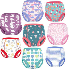 Keyoung MooMoo Baby Potty Training Underwear for Boys and Girls, 8 Packs, Cotton, Reusable Toddler Training Trousers, Girls, 6T, multicoloured