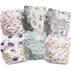 Littles and Bloomz Reusable Cloth Nappy Cloth Diaper, Standard Hook-Loop, 6 Nappies, FLV2-0606
