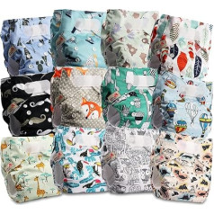 Littles and Bloomz Reusable Cloth Nappy Cloth Diaper, Standard Hook-Loop, 12 Nappies, FLV2-1201