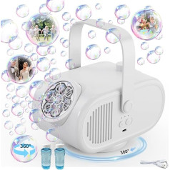 Pulsky Automatic Bubble Machine, 90°/180°/360° Rotatable Bubble Machines, Rechargeable Bubble Maker, 22000+ Bubbles Per Minute, Bubble Machine for Wedding, Birthday, Party (White)