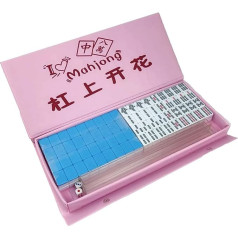 LNNW Chinese Chess 144 Pieces Mahjong Cubes Melamine Portable Travel Multiplayer Board Game Entertainment Casual Party Activities Board Game (Colour: Blue)