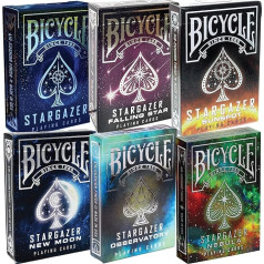 Bicycle Playing Cards 6 Deck Collectable Pack | Bicycle Stargazer New Moon | Stargazer Observatory | Stargazer Nebula | Bicycle Stargazer | Bicycle Stargazer Sunspot | Bicycle Asteroid