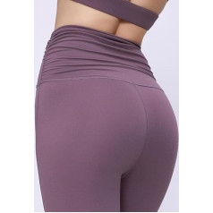 MLLM Long sports trousers, running leggings, tight fitness trousers with high waistband, elastic quick training, purple, M, for yoga, workout, gym