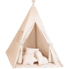 Totsy Baby Teepee Tent for Children Play Tent Tippi Children's Room Teepee Indian Tent Outdoor Indoor Model 2 with Play Mat and 3 Cushions Apricot Colour