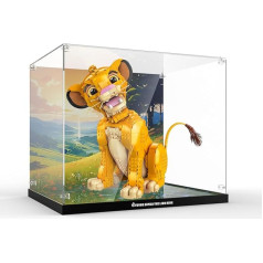 cooldac Acrylic Display Case Compatible with Lego 43247 Simba, Dustproof with HD Animated Back Panel Compatible with Lego Disney Simba 43247 Building Kit (Display Case Only, Lego Model Not Included)