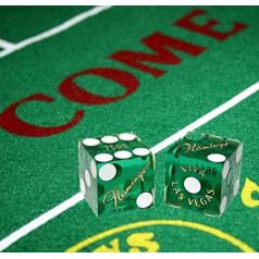 Cyber-Deals Craps Bundle Set: Las Vegas Style Felt Layout + Pair 19 mm Authentic Nevada Casino Table-Played Cube, green