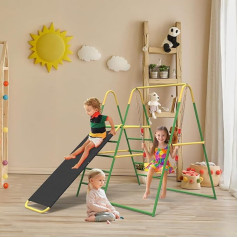 Indoor Climbing Frame, Play Tower Outdoor, 3-in-1 Play Tower with Slide and Swing, Climbing Frame Outdoor and Indoor for Children from 1 Year