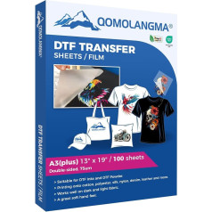 DTF Transfer Film, Double Sided Pretreatment Sheets, DTF Transfer Paper, Hot Peel PET, Heat Transfer Paper, Direct on Film, Transfer Film for T-Shirt Transfer Printing (13 x 19 inch, 100 Sheets)