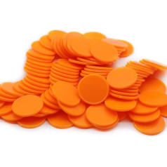 HAKITAROOM Set of 100 Opaque Plastic Learning Counter Mini Poker Chips Tokens with Storage Box (Orange, 1