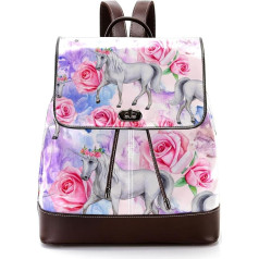 Personalised School Bags Book Bags for Teenagers, Modern Unicorn Fairies, Magic Rose, Flower Motif, Multicoloured, 27 x 12.3 x 32 cm, Backpack Backpacks, multicoloured