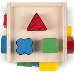 Wooden Shape Sorting Cube: Classic Toy Play Set & 1 Melissa & Doug Scratch Art Mini-Pad Bundle (00575)