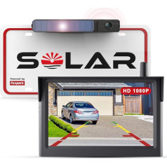 Foxpark Solar Wireless Digital Reversing Camera Set (1080P), 3 Minutes DIY Installation, Supports 2 Cameras Wireless with 5 Inch Monitor, IP69K Waterproof for Car, SUV, Van, Motorhome