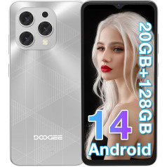 DOOGEE N55 Plus Android 14 Mobile Phone Without Contract, 20 GB + 128 GB, 6.56 Inch HD+ IPS Octa Core Smartphone Without Contract, 5150 mAh, 13 MP + 8 MP, Dual SIM 4G Mobile Phone, Cheap 5G WiFi