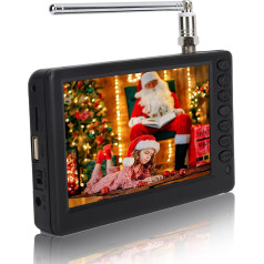 Dpofirs Portable 5 Inch HD TV, 1500 mAh LCD TV, Digital & Analogue Equipped with USB Port, Memory Card Slot, U Disk Content Player for Travel, Camping