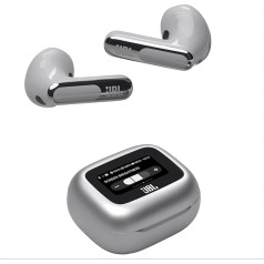 JBL Live Flex 3 Wireless Earbud Headphones with Bluetooth, 50 Hours Battery Life, True Adaptive Noise Cancelling and High Resolution JBL Signature Sound, IP54 Waterproof, with Earplugs, Silver