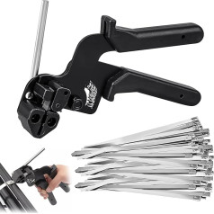 Cable Tie Pliers Stainless Steel Cable Tie Set - Cable Tie Pliers with 100 Pieces Cable Ties Metal 4.6 x 200 mm, for Bundling and Fixing in Industry, Construction and Electrical Engineering