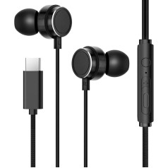 HAPPYAUDIO Headphones with Cable, USB C Headphones In-Ear HiFi Stereo Earphones with Microphone - Compatible with Most Type C Equipped Devices on the Market