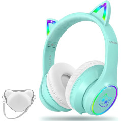 LOBKIN Children's Headphones, Wireless / Wired Bluetooth Headphones for Children, LED Light RGB Over Ear Headphones Children with Bag for School/Travel