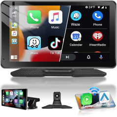 Podofo Portable Car Radio with Wireless Apple Carplay & Android Car 7 Inch CarPlay Display with AirPlay, Bluetooth Handsfree Kit, Real-time Navigation, Siri and AUX Driveplay