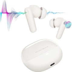 BADENBURG Airbeat 1 Active Noise Cancelling True Wireless Earphones, Improved Bass Bluetooth 5.3 In-Ear Headphones, 48 Hours Playback Time, ENC for Crystal Clear Calls (White)