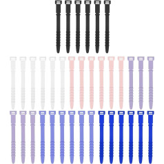 uxcell 36 Stück Silikon-Reißverschlussbinder, 11,4 cm, wiederverwendbare Drahtbinder, elastische Kabel-Organizer-Gurte für Kabel, Kabel, USB-Lademanagement, Lebensmittelaufbewahrung, 6 Farben