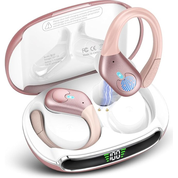 coioc Bluetooth Headphones 5.3, 60H with Charging Case, LED Display