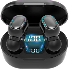 ZHUCI Bluetooth Headphones, Wireless In-Ear Headphones Bluetooth with Mic, Hi-Fi Stereo, Button Control, LED Display, IP7 Waterproof, Bluetooth Earphones for Work and Study