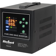 Rebel POWER-500-LFP4 avārijas barošanas avots - tīrās sinusoīdas invertors ar uzlādes funkciju 12V 230V 500VA/300W
