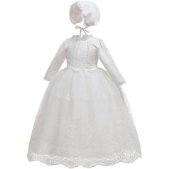 Zahur Long Sleeve Lace Christening Gown Christening Gown with Cotton Lining Communion Dress for Toddlers, As Pic