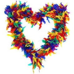 Rainbow Feather Boa Necklace Costume Accessory - Multicolor Feather Boa Necklace Technically Dyed Pride Boa (Pack of 1)