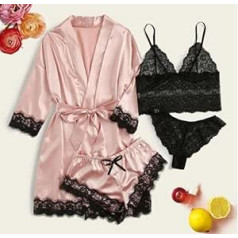MLLM Sexy lingerie set for women 4 pieces sexy pyjamas lace skirt home service F-XL nightwear babydoll