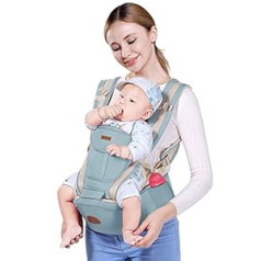 TaFoyu 12-in-1 Children's Carrier Ergonomic with Seat for the Hips, Baby Carrier with Hip Seat, Adjustable Belt, Safe Baby Carrier, Baby Carrier System, Multiple Pockets, from 3 to 48 Months (Light