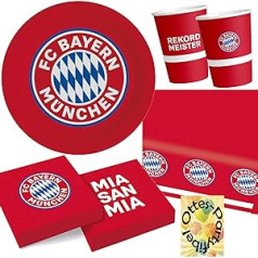 HHO FC Bayern Munich Party Set for 16 Football Fans 54 Pieces Plates Cups Napkins 2 Tablecloths