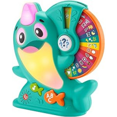 FISHER-PRICE Interactive Narwhal Toy - Light Up Face, Horn, Music, Sound, Educational Game for Toddlers from 18 Months, 135+ Songs, Sounds and Phrases, BlinkiLinkis Compatible, HRC58
