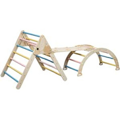 Buxibo Folding Triangle + Climbing Arch + Ramp with Climbing Frame / Slide - Montessori Furniture Wooden Toy in Pastel Colours