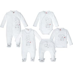 Makoma First Equipment Set - 6 Pieces - Clothing Set for Newborns - Boys and Girls Neutral Baby Clothing - 100% Cotton - Organic White