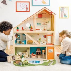 XXL Doll's House with Over 80 Pieces FSC Wood Gender-Neutral Elevator/Removable Roof with Solar System