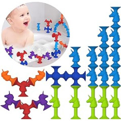 Baby Toy 10 Months with Suction Cup, 3 Pieces, Fidget Toys, Sensory Toy for Windows, 1, 2, 3, Boys, Bath Toy, Water Toy, Bathtubs, Children, Birthday Gifts (25 Pieces)