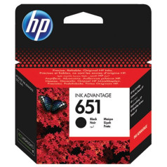 HP black ink hp 651, hp651=c2p10ae, 600 pages.