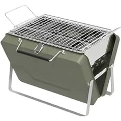 TREGOO camping grill Camping Household Charcoal Barbecue Rack Portable Folding Barbecue Skewer Outdoor Stainless Steel Portable Barbecue Oven (Color : Green)