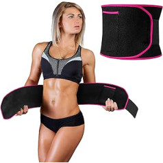 Fit Gel Taillentrimmer (Pink) Premium Taillentrainer Gürtel für Damen & Herren Workout, Schwarz, Einheitsgröße