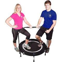 MaXimus PRO Faltbares Trampolin | Nr. 1 Indoor Minitrampolin mit Haltestange für Erwachsene| Bestes Fitnessstudio für zu Hause | KOSTENLOSER Aufbewahrungsbeutel, Spannbänder, ONLINE- & DVD- Workouts!