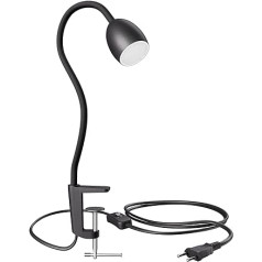 ledscom.de KLUK GU10 Clamp Light with Gooseneck Black Including GU10 Warm White 4.914 W 450 lm