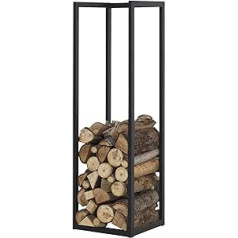 [en.casa] Tanum Firewood Rack, 35 x 35 x 120 cm, Wooden Shelter for Indoor and Outdoor Use, Wood Storage Made of Steel, Firewood Stand, Black