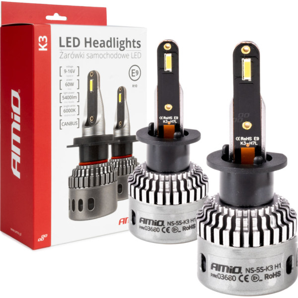 LED car bulbs series k3 h1 12v 6000k canbus amio-03680