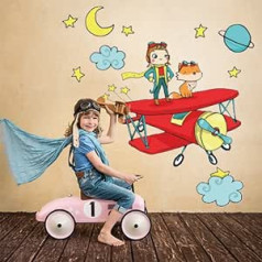 R00310 Wall Sticker Child Ecological Hypoallergenic Soft Fabric Effect Repositionable Fable Little Prince Wall Decoration Newborn Nursery Self-Adhesive Wallpaper