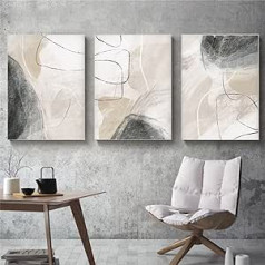 Sarah Duke Set of 3 Posters, Beige Abstract Wall Pictures Living Room Pictures, Modern Canvas Pictures Wall Poster, Without Frame, Art Poster, Living Room Wall Decoration (50 x 70 cm, B)