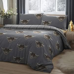 Fusion - Highland Cow - Easy Care Duvet Cover Set - Super King Grey