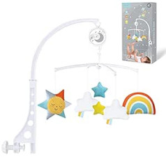 Cot Musical Mobile Soothing Baby Cot Plush Toys with Lullaby Adjustable Arm Mount Cot Meteorology Decors